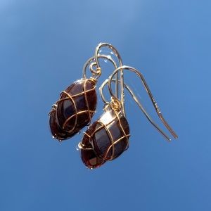 red garnet 4 sided wrap earrings